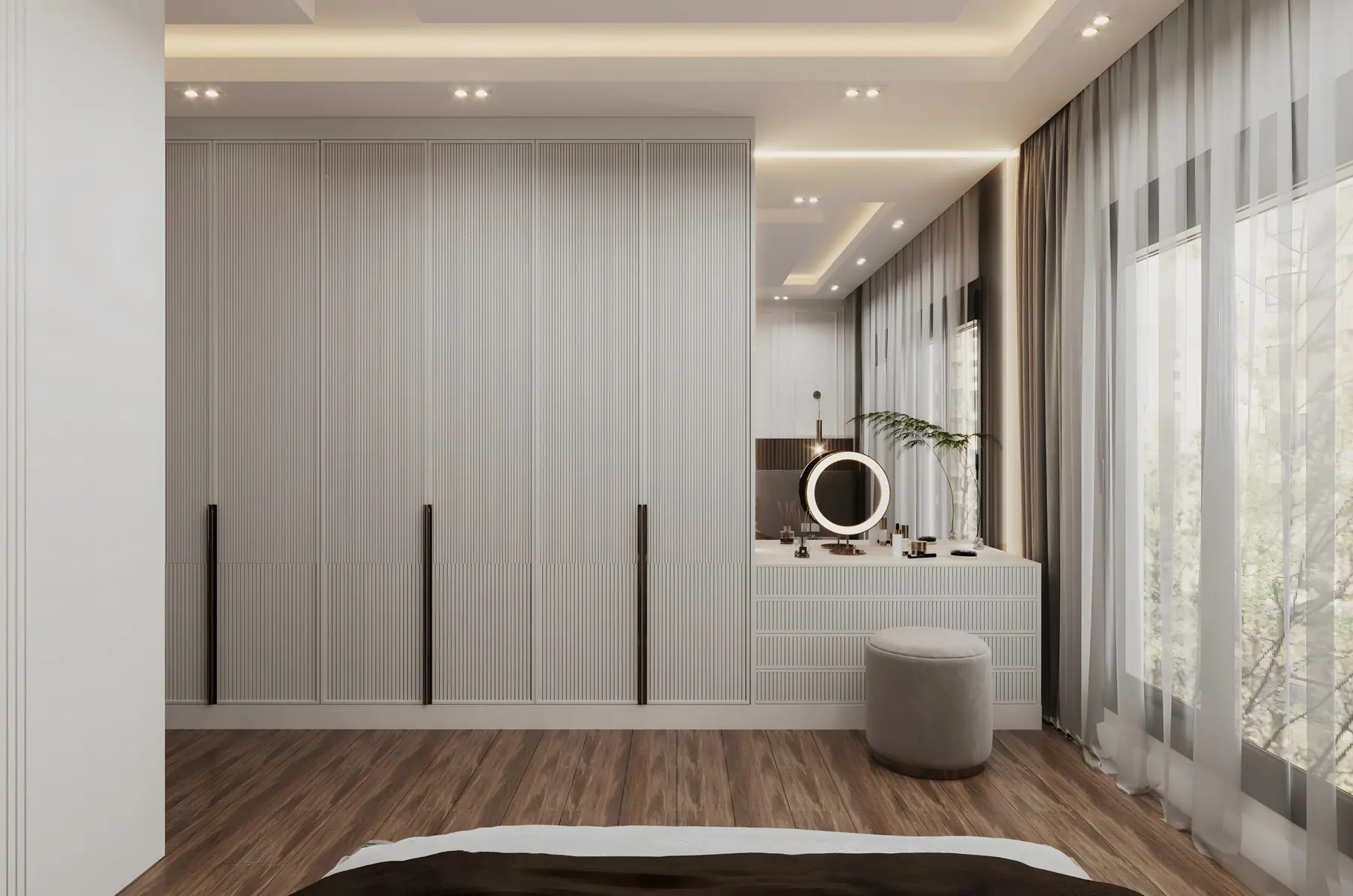 Villa projesinde yatak odası görünümü